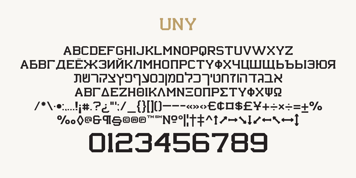 Ejemplo de fuente UNY Italic